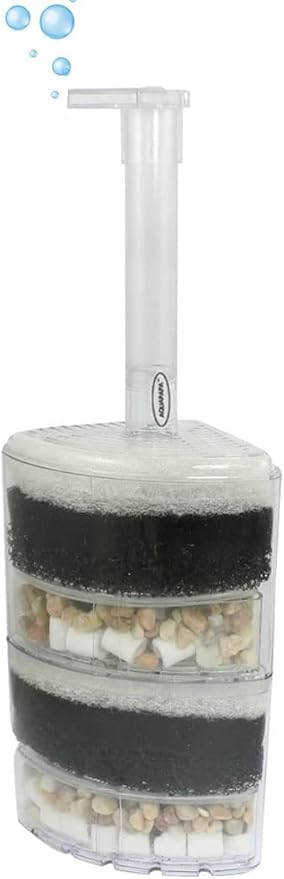 XINYOU Corner Filter Air Driven Bio-Sponge Ceramic for Fry Shrimp Fish Tank Aquarium XY-2010, 2.75 x 3.15 x 11 inches