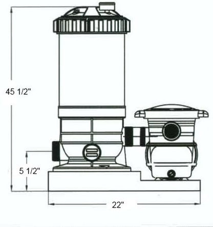 Rx Clear 1 HP Radiant PRC120 | Filtration System for Above-Ground Swimming Pools Up to 25,000 Gallons | 1 Horsepower Extreme Force Pool Pump | 115 Volt | 1 ½" Inch Threaded Ports