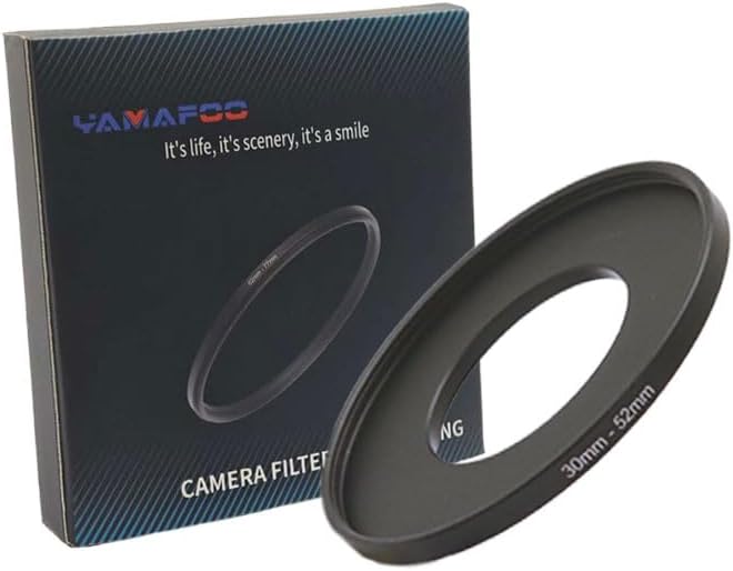 YAMAFOO 30mm to 52mm Step-Up Ring/Step Down Rings Filter Adapter for All Brands UV ND CPL Metal Ring Step-Up Rings Adapter Filter,Black (30-52)