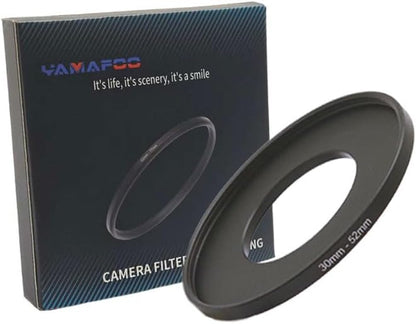 YAMAFOO 30mm to 52mm Step-Up Ring/Step Down Rings Filter Adapter for All Brands UV ND CPL Metal Ring Step-Up Rings Adapter Filter,Black (30-52)