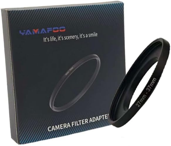 YAMAFOO 27mm to 37mm Step-Up Ring/Step Down Rings Filter Adapter for All Brands UV ND CPL Metal Ring Step-Up Rings Adapter Filter,Black (27-37)