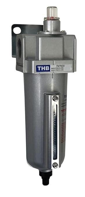 1/2" NPT Industrial Coalescing 0.01u Micron Filter Removes 99.98% of Oil, Moisture Vapor, Aerosols from Compressed Air Lines, 5oz Bowl, Auto Drain