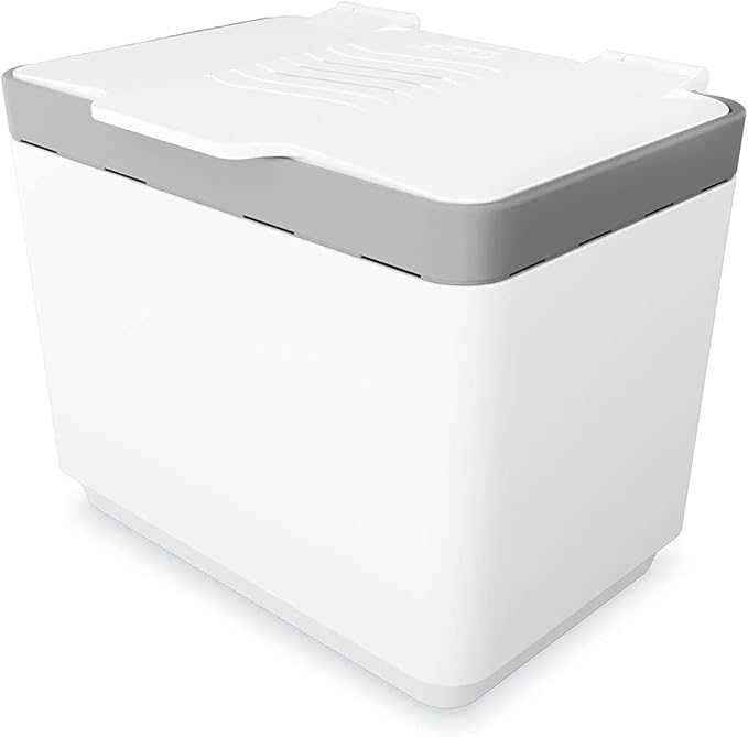 Glad Compost Bin for Kitchen, 1.5 Gallon | Plastic Container with Removable Inner Basket, Bag Storage Holder, and Carbon Odor Blocking Filters, White