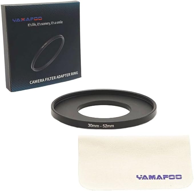 YAMAFOO 30mm to 52mm Step-Up Ring/Step Down Rings Filter Adapter for All Brands UV ND CPL Metal Ring Step-Up Rings Adapter Filter,Black (30-52)