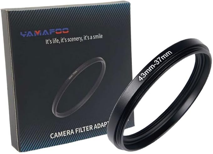 YAMAFOO 43mm to 37mm Step-Up Ring/Step Down Rings Filter Adapter for All Brands UV ND CPL Metal Ring Step-Up Rings Adapter Filter,Black (43-37)
