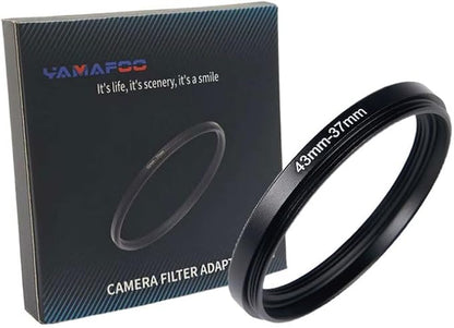 YAMAFOO 43mm to 37mm Step-Up Ring/Step Down Rings Filter Adapter for All Brands UV ND CPL Metal Ring Step-Up Rings Adapter Filter,Black (43-37)