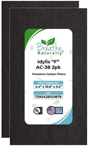 Breathe Naturally - Carbon Filters Compatible with Idylis F AC-38 Series Air Purifiers - Made for Idylis F AC-38/560885 Series - Made in USA - Odor Control for Air Purifiers(2 Pack Carbon Filter)