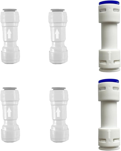 NSF 1/4" & 3/8" One Way Check Valve for Water Line 1/4" & 3/8" Reverse Osmosis Water Filter Push to Connect RO Fittings, Plastic Quick Connect Check Valve (4 pcs+2 pcs)