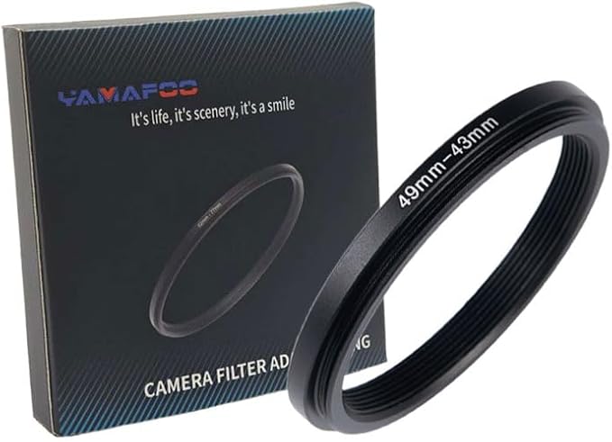 YAMAFOO 49mm to 43mm Step-Up Ring/Step Down Rings Filter Adapter for All Brands UV ND CPL Metal Ring Step-Up Rings Adapter Filter,Black(49-43)