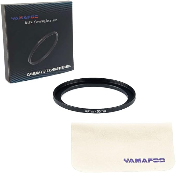 YAMAFOO 49mm to 55mm Step-Up Ring/Step Down Rings Filter Adapter for All Brands UV ND CPL Metal Ring Step-Up Rings Adapter Filter,Black (49-55)