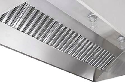 Commercial Kitchen Restaurant Duty Exhaust Hood, Wall Canopy Stainless Steel Exhaust Hood with Baffle Hood Filters, High Temperature Light Fixtures, and 16” Round Exhaust Riser (6' Long Hood)