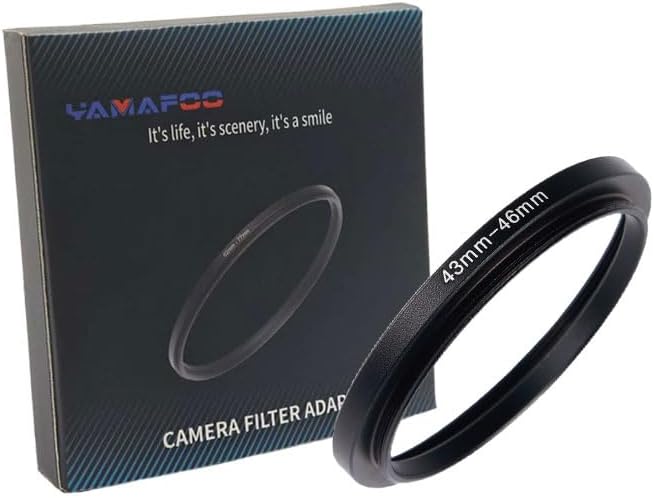 YAMAFOO 43mm to 46mm Step-Up Ring/Step Down Rings Filter Adapter for All Brands UV ND CPL Metal Ring Step-Up Rings Adapter Filter,Black (43-46)