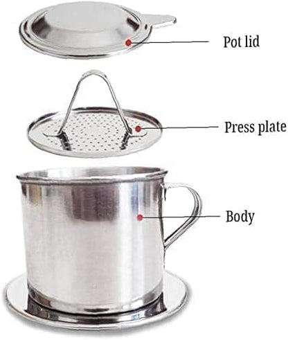 2 Sets Vietnamese Coffee Filter Stainless Steel Coffee Pot Drip Infuse Cup Brewing Teapot No Need Paper Drip Coffee Pot Machine Filter Attractive processing
