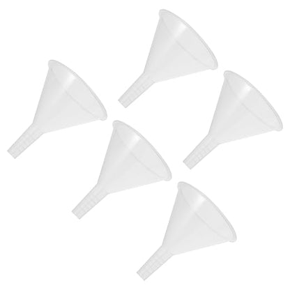 Veemoon 5pcs 100mm Plastic Scientific Triangle Funnels, Laboratory Pp Filling and Filter Funnels for Precise Liquid Transfer and Experiment Use