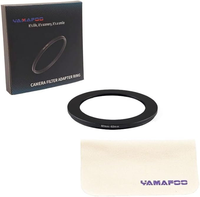 YAMAFOO 82mm to 62mm Step-Up Ring/Step Down Rings Filter Adapter for All Brands UV ND CPL Metal Ring Step-Up Rings Adapter Filter,Black (82-62)