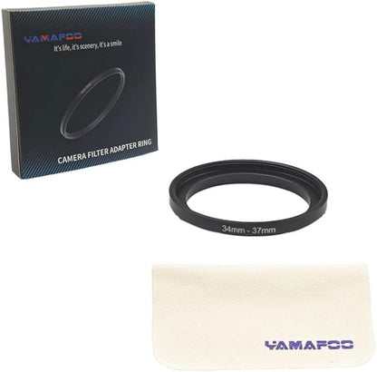 YAMAFOO 34mm to 37mm Step-Up Ring/Step Down Rings Filter Adapter for All Brands UV ND CPL Metal Ring Step-Up Rings Adapter Filter,Black (34-37)