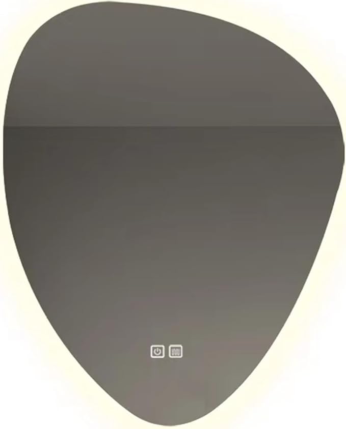 Irregular Bathroom Mirror with LED Lights, Wall Mounted Mirror with Touch Switch and Demister Pad, Drop Shape Decorative Mirror, 3 Colors Dimmable Lighting(A,15.7 * 23.6in/40 * 60cm)