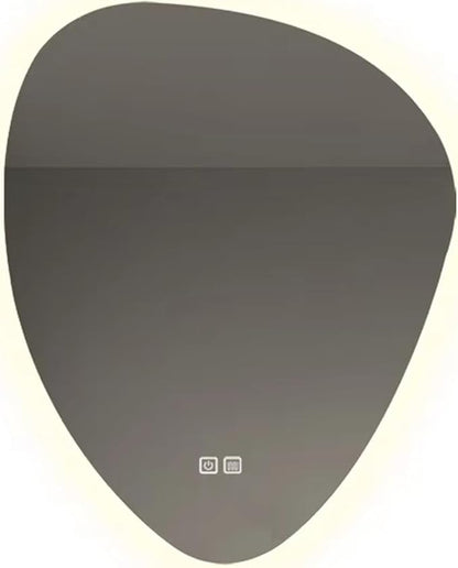 Irregular Bathroom Mirror with LED Lights, Wall Mounted Mirror with Touch Switch and Demister Pad, Drop Shape Decorative Mirror, 3 Colors Dimmable Lighting(A,15.7 * 23.6in/40 * 60cm)