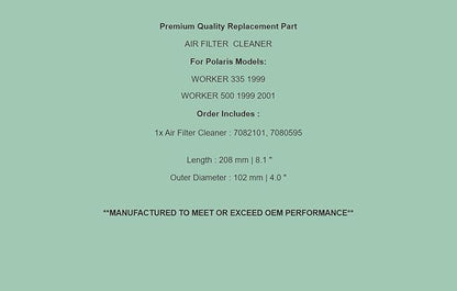 Replacement Air Filter Cleaner For Polaris Worker 335 1999 / Worker 500 1999 2001