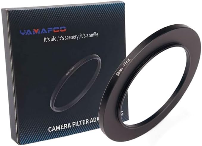 YAMAFOO 58mm to 77mm Step-Up Ring/Step Down Rings Filter Adapter for All Brands UV ND CPL Metal Ring Step-Up Rings Adapter Filter,Black (58-77)