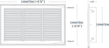 20" X 24" Return Air Filter Grille - Filter Included - Easy Plastic Tabs for Removable Face/Door - HVAC VENT DUCT COVER - White [Outer Dimensions: 22 5/8"w X 26 5/8"h]
