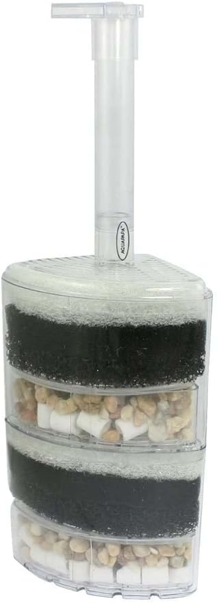 XINYOU Corner Filter Air Driven Bio-Sponge Ceramic for Fry Shrimp Fish Tank Aquarium XY-2010, 2.75 x 3.15 x 11 inches