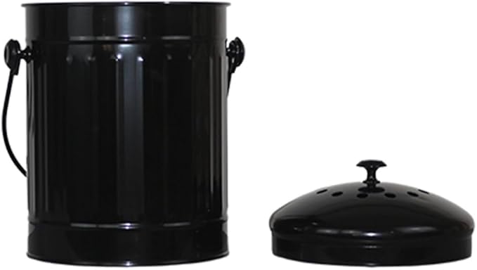 Markson Compost Bin with Airflow Lid and Charcoal Filter 1.5 Gallon Metal Black