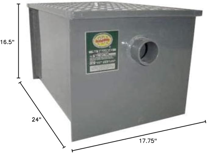 Commercial Carbon Steel Grease Trap Interceptor 30lb - PDI Approved - NSF
