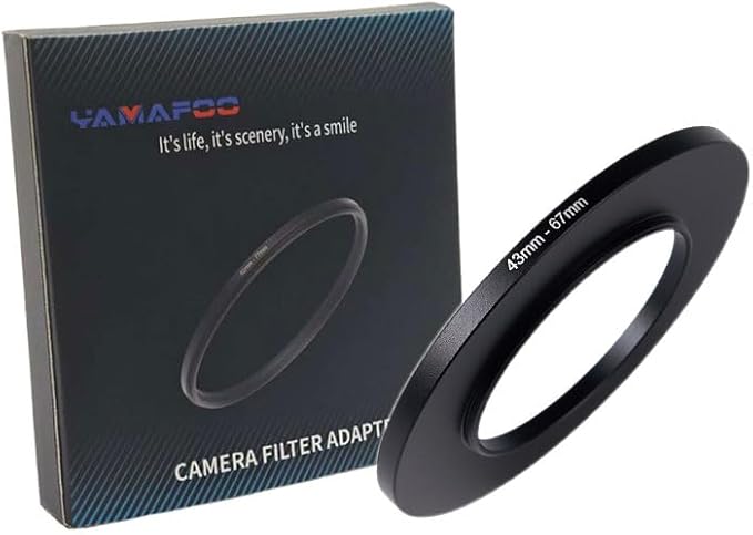 YAMAFOO 43mm to 67mm Step-Up Ring/Step Down Rings Filter Adapter for All Brands UV ND CPL Metal Ring Step-Up Rings Adapter Filter,Black (43-67)