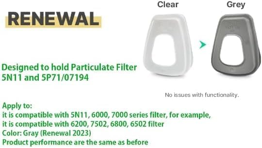 Respirator Filter Retainer Compatible with 3M 501 & 5N11 Particulate Filters, Fits 6000 6200 6300 6500 6800 and 7000 Series Respirators, Snap-On Replacement Filter Holder, Reusable, 20 Pack
