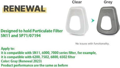 Respirator Filter Retainer Compatible with 3M 501 & 5N11 Particulate Filters, Fits 6000 6200 6300 6500 6800 and 7000 Series Respirators, Snap-On Replacement Filter Holder, Reusable, 20 Pack