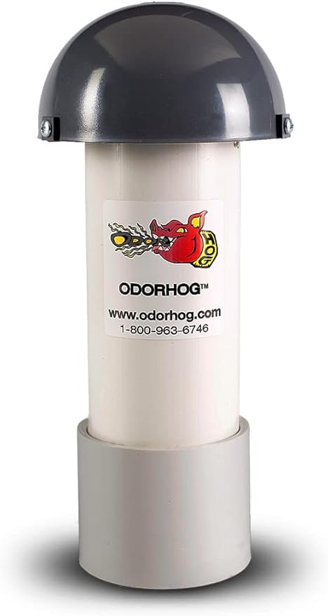 OdorHog Mushroom Cap Vent Stack Pipe Filter 4 Sizes PVC Slip On, Removes Outdoor and Sewer Odor Problems (3.0-inch)