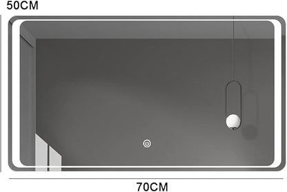 Backlit LED Illuminated Bathroom Mirror - Wall Mirrors with Demister Pad/Sensor Touch Switch Rectangle Makeup Mirror for Vanity Living Room Bedroom