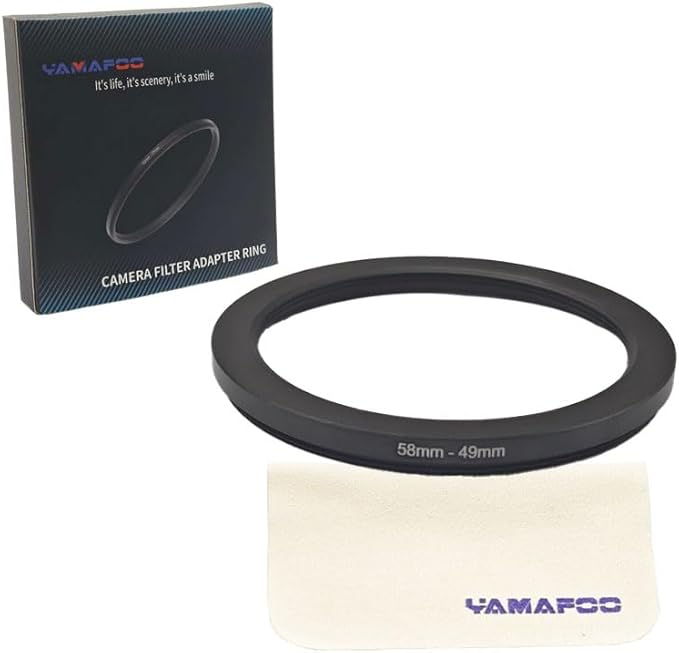 YAMAFOO 58mm to 49mm Step-Up Ring/Step Down Rings Filter Adapter for All Brands UV ND CPL Metal Ring Step-Up Rings Adapter Filter,Black (58-49)