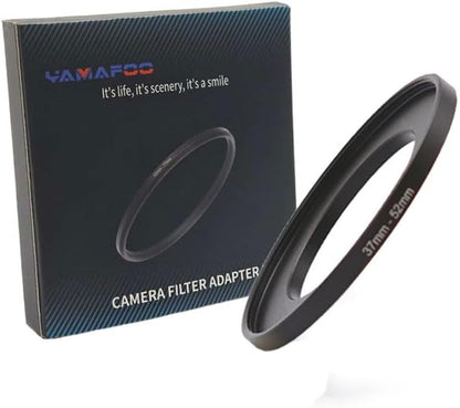 YAMAFOO 37mm to 52mm Step-Up Ring/Step Down Rings Filter Adapter for All Brands UV ND CPL Metal Ring Step-Up Rings Adapter Filter,Black (37-52)