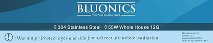 55W UV Ultraviolet Light Plus Sediment & Carbon Well Water Filter Purifier System with 3/4" Ports, 12 GPM UV with Bluonics Water Filter Housing System Size 4.5" x 10" Filters