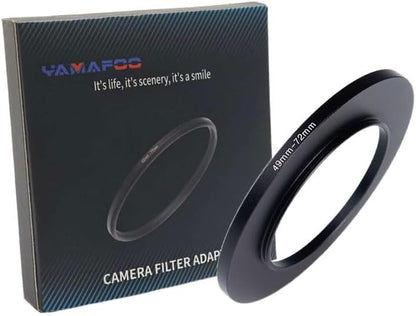 YAMAFOO 49mm to 72mm Step-Up Ring/Step Down Rings Filter Adapter for All Brands UV ND CPL Metal Ring Step-Up Rings Adapter Filter,Black (49-72)