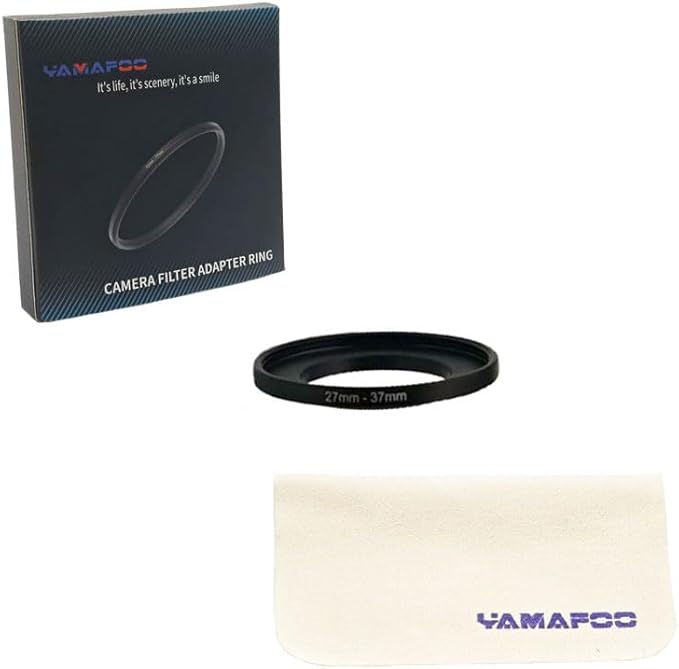 YAMAFOO 27mm to 37mm Step-Up Ring/Step Down Rings Filter Adapter for All Brands UV ND CPL Metal Ring Step-Up Rings Adapter Filter,Black (27-37)