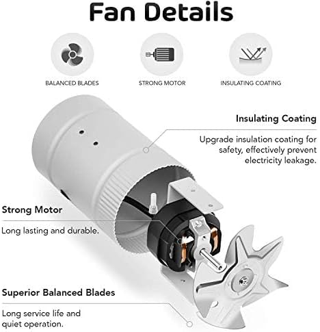 iPower Inline Booster Duct Fan 4" HVAC Exhaust Ventilation Blower with Low Noise for Bathrooms, Kitchens, Basements, Attics, Grow Tents