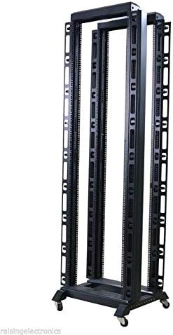 Raising Electronics Server Rack Open Frame 4 Post 19 inch Adjustable Server/Audio Rack Cold Rolled Steel (42U 31" with Shelves)
