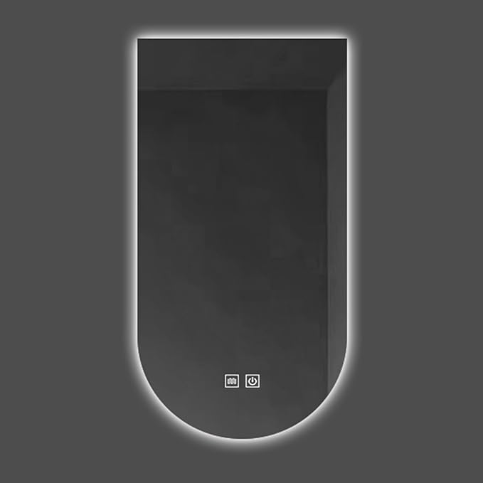 Wall Mirror Arched Bathroom Mirrors, 3-Color Lighted Bathroom Makeup Mounted Mirror, with Demister Pad, Dimming Function for Bathroom Living Room Bedroom Entryway(23.6"x39.3"/60x100cm)