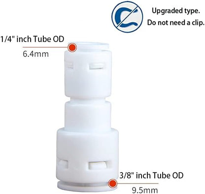 Reducing Straight RO(Reverse Osmosis) Water Filter Union Connector,NSF Certified Plastic Push Fit Quick Connect tube Fittings（1/4" x 3/8" Inch OD coupling）（pack 8）