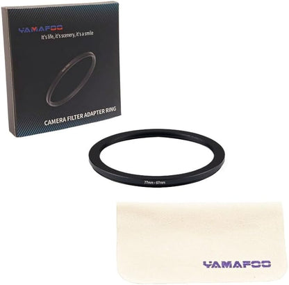 YAMAFOO 77mm to 67mm Step-Up Ring/Step Down Rings Filter Adapter for All Brands UV ND CPL Metal Ring Step-Up Rings Adapter Filter,Black(77-67)