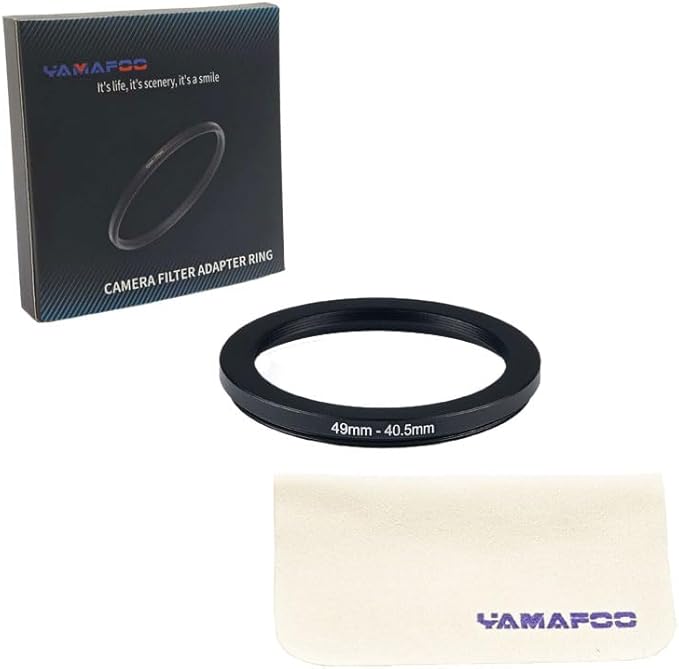 YAMAFOO 49mm to 40.5mm Step-Up Ring/Step Down Rings Filter Adapter for All Brands UV ND CPL Metal Ring Step-Up Rings Adapter Filter,Black (49-40.5)