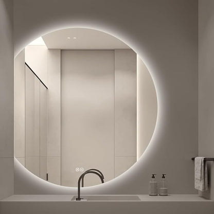 Bathroom Mirror, Dimmable LED Vanity Mirror Half Circle, Illuminated Mirror with Demister Pad, Large Wall Mirror with Touch Sensor (Size : 24x28''/60x70cm)
