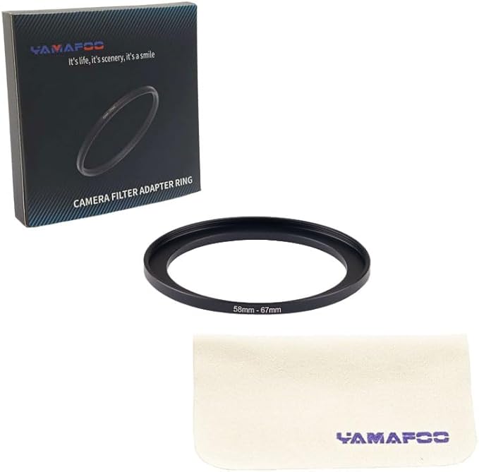 YAMAFOO 58mm to 67mm Step-Up Ring/Step Down Rings Filter Adapter for All Brands UV ND CPL Metal Ring Step-Up Rings Adapter Filter,Black (58-67)
