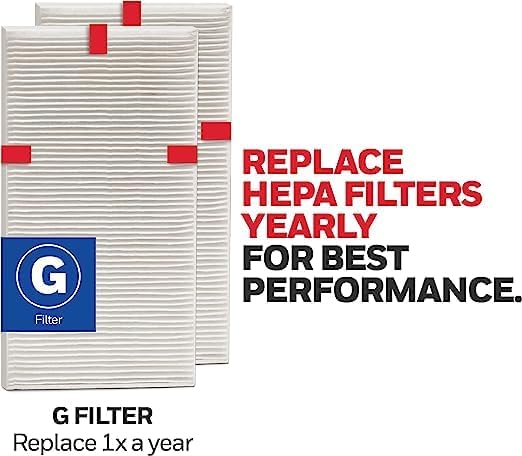 Honeywell Genuine HEPA Air Purifier Filter G, 2-Pack, Airborne Allergen Air Filter Targets Smoke, Pollen, Pet Dander, and Dust