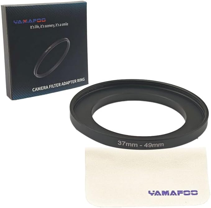 YAMAFOO 37mm to 49mm Step-Up Ring/Step Down Rings Filter Adapter for All Brands UV ND CPL Metal Ring Step-Up Rings Adapter Filter,Black (37-49)