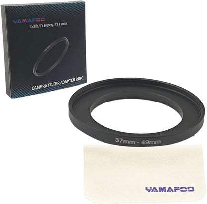 YAMAFOO 37mm to 49mm Step-Up Ring/Step Down Rings Filter Adapter for All Brands UV ND CPL Metal Ring Step-Up Rings Adapter Filter,Black (37-49)