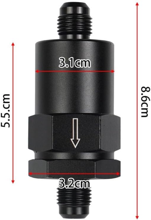 Automotive Tuning Inline Fuel Filter with AN6 Fittings and 30 Overfilter for EFI and Carburetor Systems